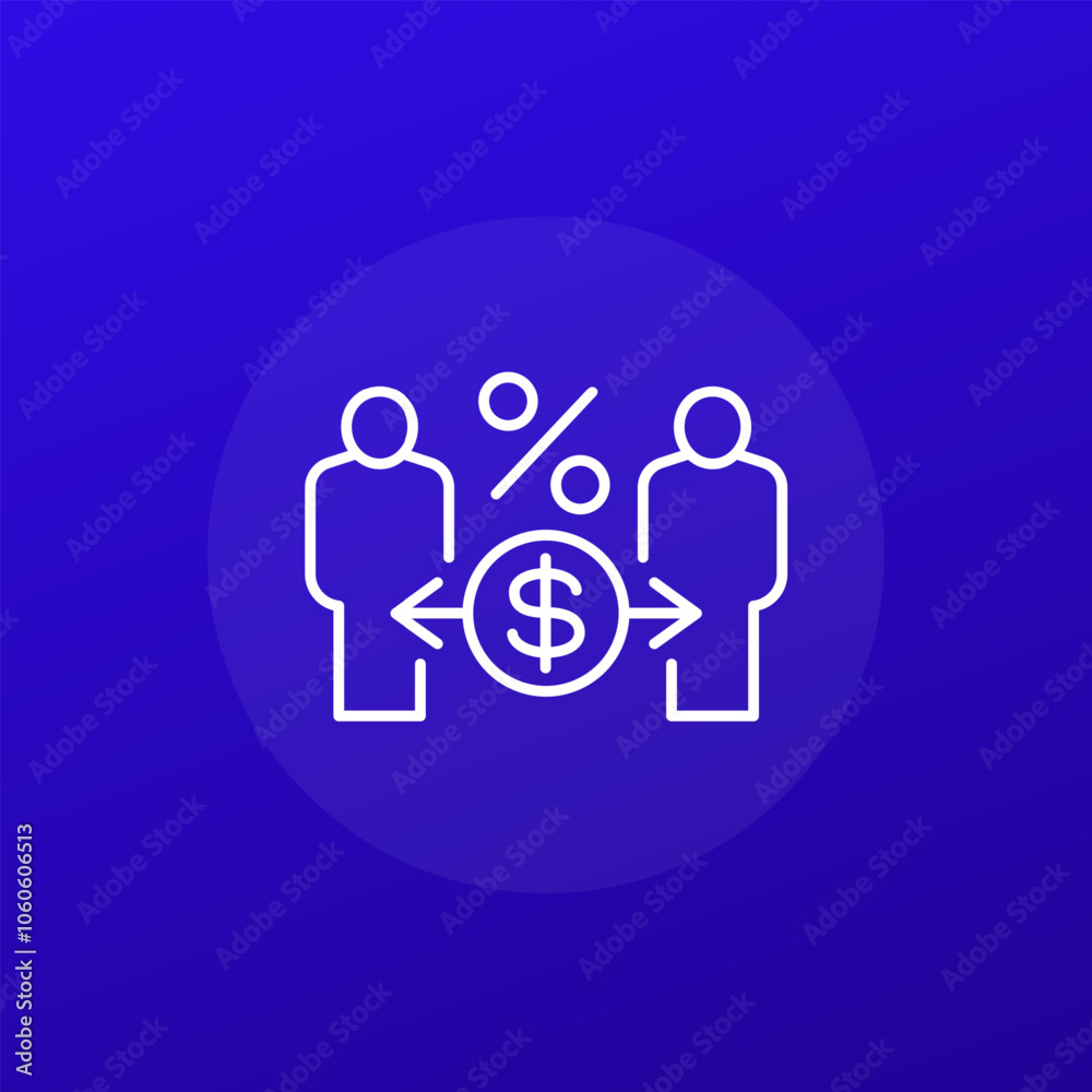 peer-to-peer loan line icon, p2p direct lending peer-to-peer loan line icon, p2p direct lending