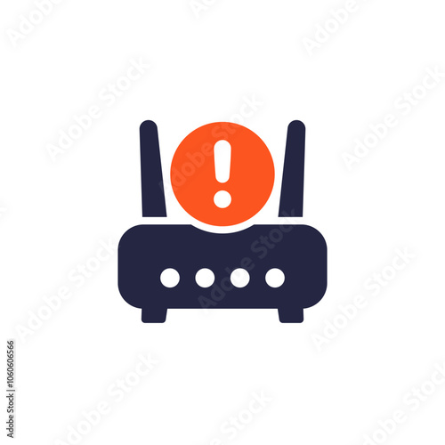 router, modem error icon, pictogram on white