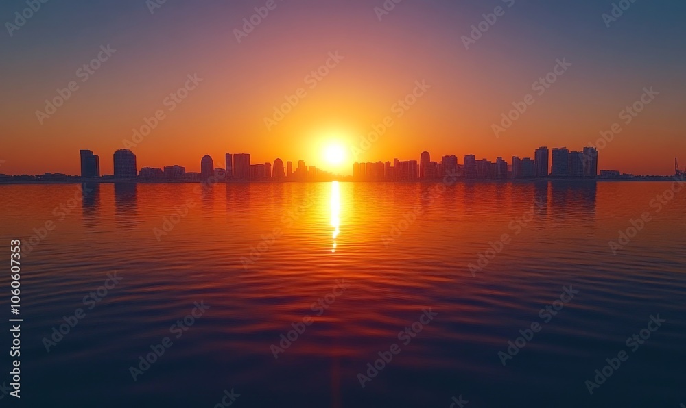 Fototapeta premium Doha skyline Qatar during a serene sunset