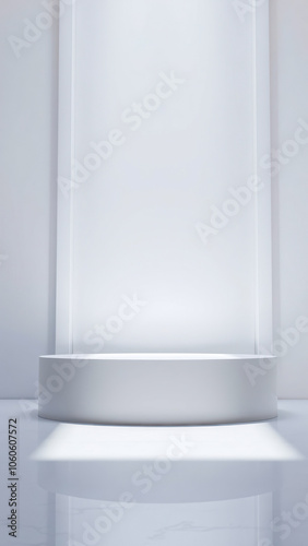 white cylindrical platform a minimalist room