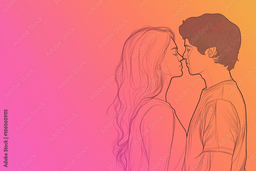 A line illustration of couple generated by AI A line illustration of couple generated by AI