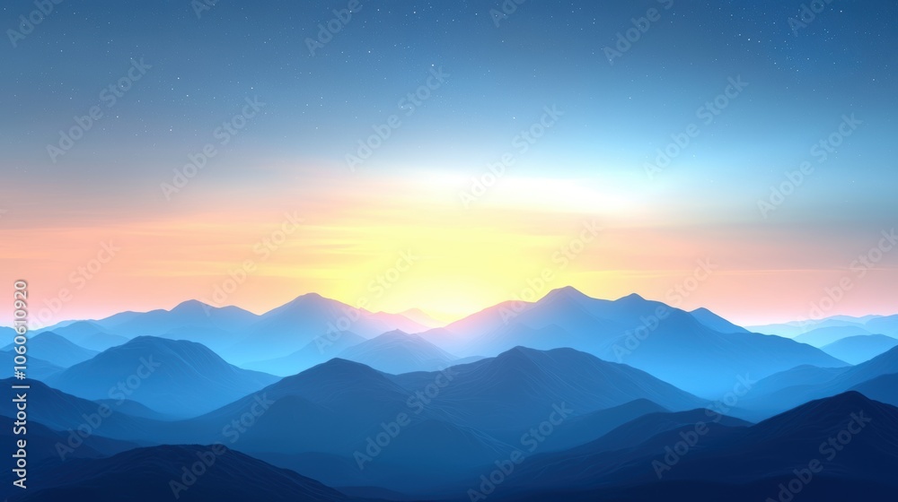 Serene Starry Night Sky Over Calm Mountains Serene Starry Night Sky Over Calm Mountains
