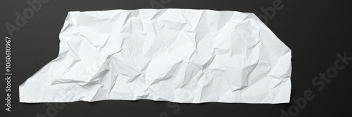 A crumpled white paper with visible creases and wrinkles on a dark background, texture