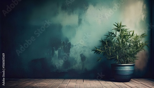 room with a tree, Grungy background for photography for advertising including a big plant pot photo