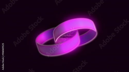 pink neon glowing iridescent rings, ribbons. background animation