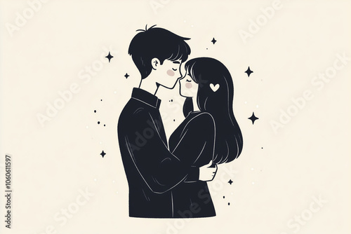 A line illustration of couple generated by AI