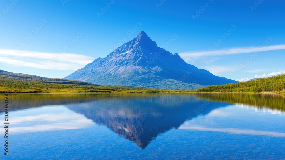 Serene Mountain Lake with Mirror Reflection Serene Mountain Lake with Mirror Reflection