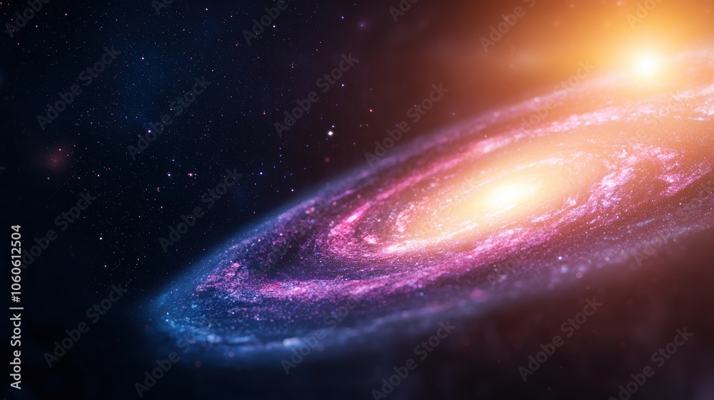Obraz premium Stunning Spiral Galaxy with Cosmic Blue and Pink Hues