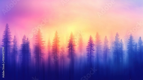 Abstract Psychedelic Forest with Radiant Colors