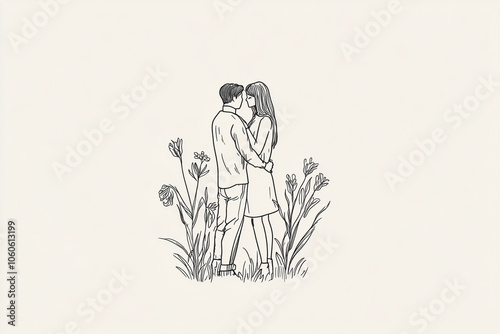 A line illustration of couple generated by AI