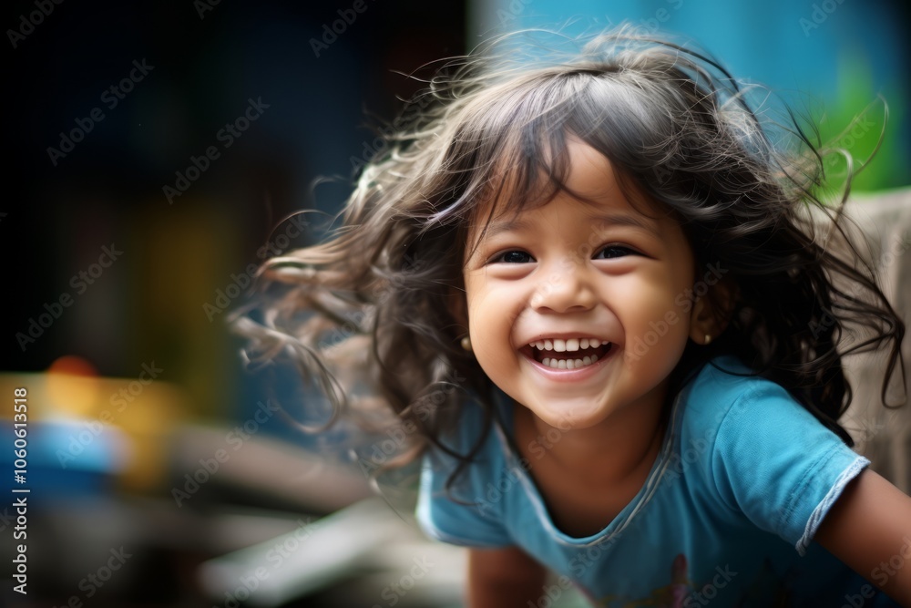 Portrait of a cute little girl smiling and playing with her hair Portrait of a cute little girl smiling and playing with her hair