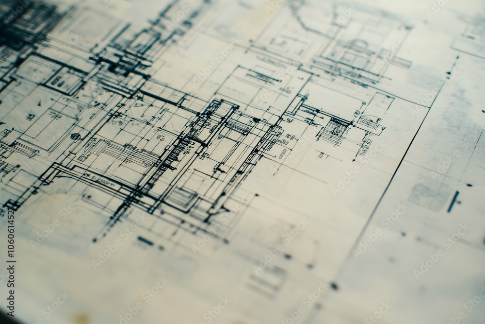 Architectural blueprint featuring intricate details, precise measurements Architectural blueprint featuring intricate details, precise measurements