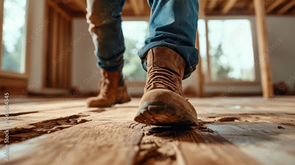 A powerful depiction of worn leather boots stepping confidently on unfinished wooden planks, symbolizing strength, determination, and the journey ahead in a rustic setting. A powerful depiction of worn leather boots stepping confidently on unfinished wooden planks, symbolizing strength, determination, and the journey ahead in a rustic setting.