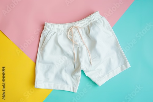 Stylish Shorts Mockup for Summer Fashion Collections on minimalist clean background. photo