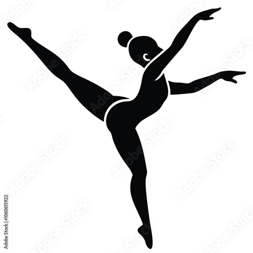 Female Gymnastics Vector Silhouette.