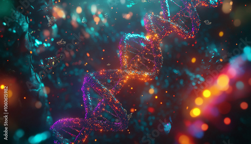 abstract DNA background with lights