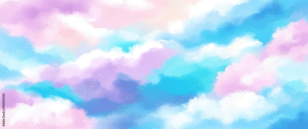 Dreamy sky, pastel clouds, soft watercolor effect, ethereal atmosphere, cotton candy colors, blue and pink hues, wispy cloud formations, serene heavenly landscape, gentle gradient, atmospheric art, ce Dreamy sky, pastel clouds, soft watercolor effect, ethereal atmosphere, cotton candy colors, blue and pink hues, wispy cloud formations, serene heavenly landscape, gentle gradient, atmospheric art, ce
