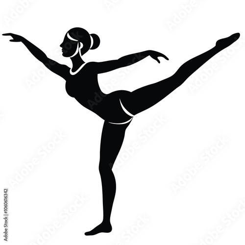 Female Gymnastics Vector Silhouette.