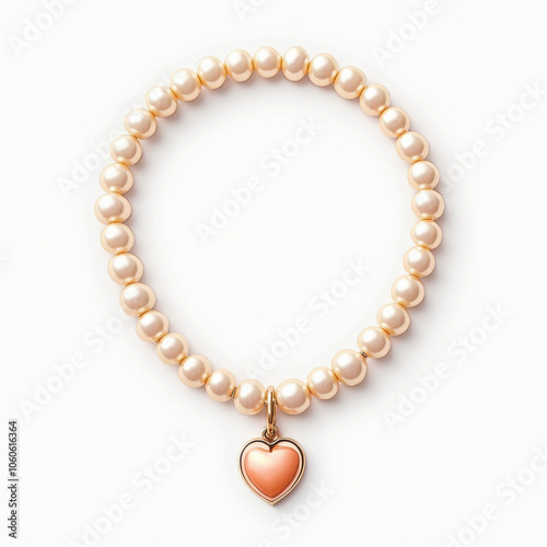 Elegant Pearl Necklace with Heart Pendant 