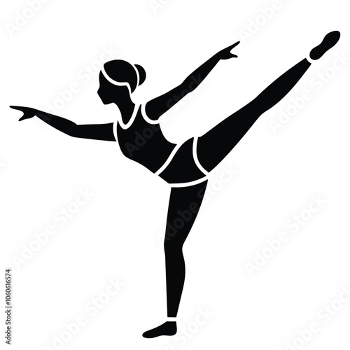 Female Gymnastics Vector Silhouette.