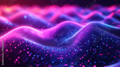 A purple and blue landscape with a lot of dots