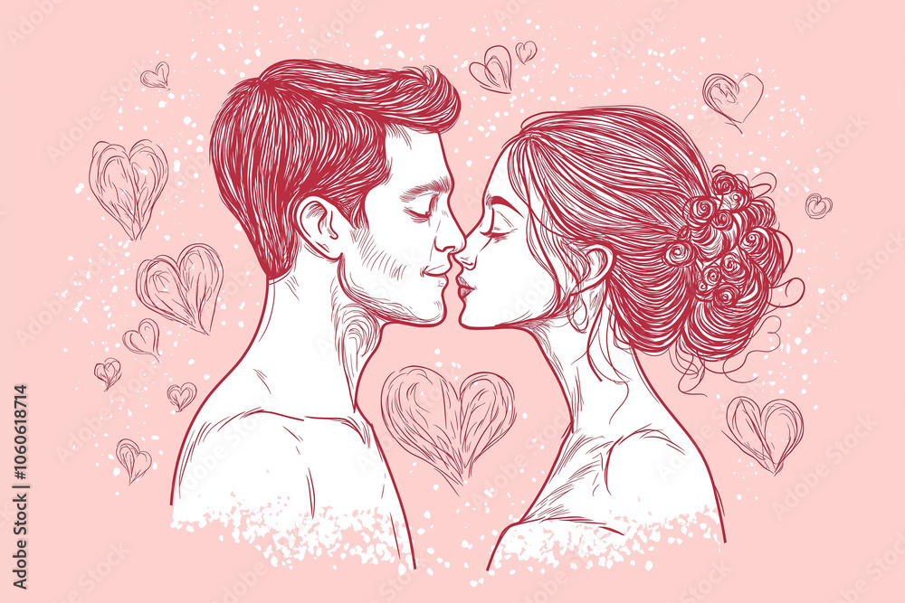 A beautiful line illustration of a couple with vibrant colors generated by AI
