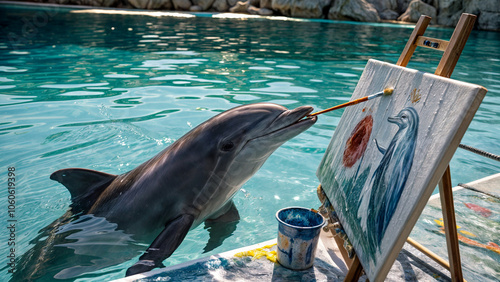 dolphin, draws, picture, pool photo