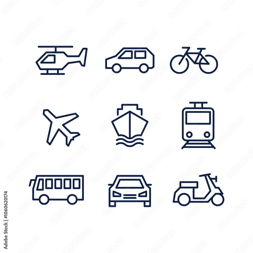 set of line public transportation icons set of line public transportation icons