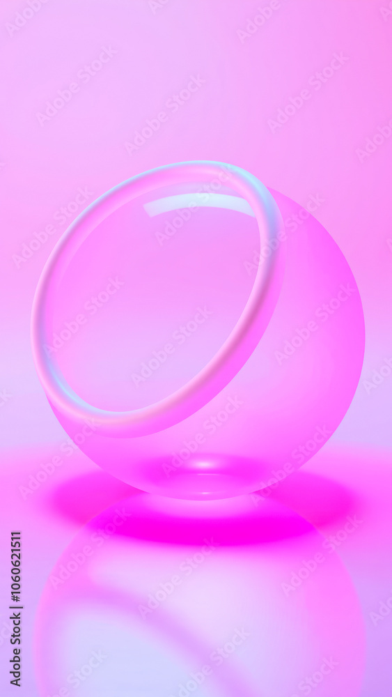 white ring floating on a pink background white ring floating on a pink background