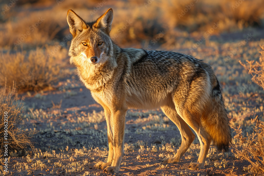 Obraz premium A coyote standing in a meadow
