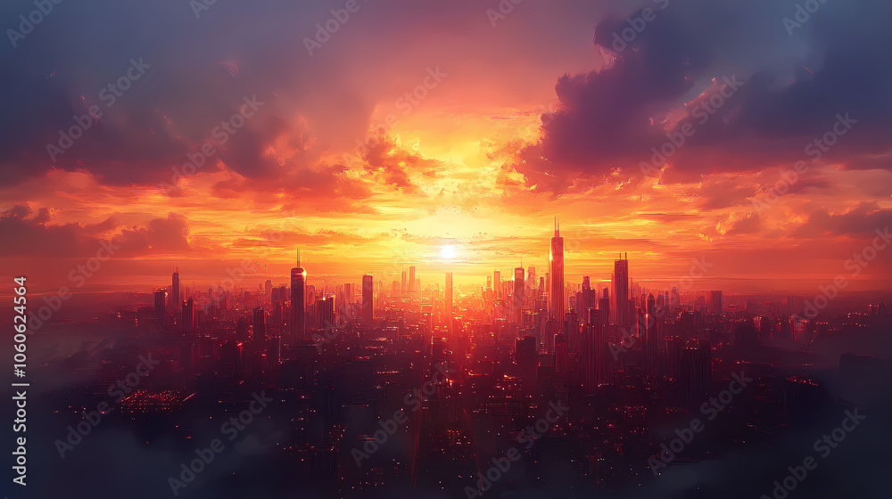 Obraz premium Vibrant Synthwave Cityscape: Neon Anime and Manga Art