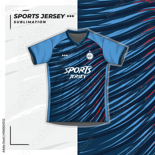 Jersey design, jersey, football, futsal, running, badminton, tennis, exercise, blue brush pattern