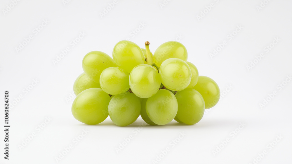 Fresh green grapes are displayed beautifully against clean white background, showcasing their vibrant color and natural shine. Fresh green grapes are displayed beautifully against clean white background, showcasing their vibrant color and natural shine.