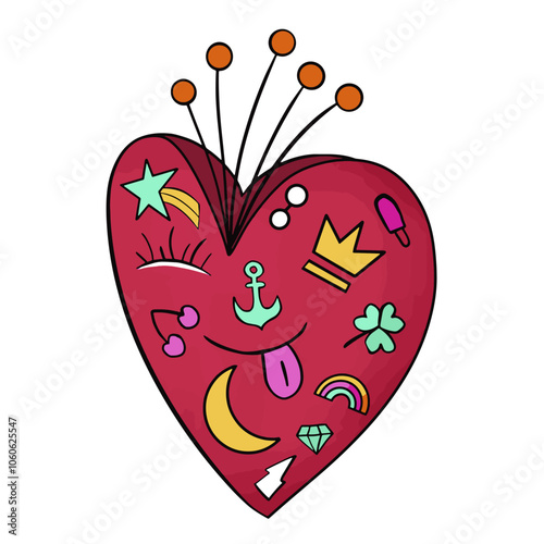 Ilustração Vetorial coração, amor, valentine, vector, ilustração, romance, símbolo, dia, forma, design, carta de baralho, arte, flor, ícon, condecoração, romântica, feriado, vermelho, caricatura, cor-