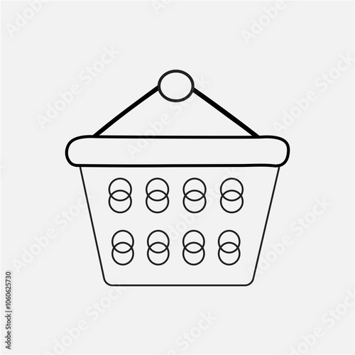 Basket Shopping Cart Icon.Vector, line art, illustration, image.