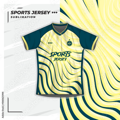 Jersey design, jersey, football, futsal, running, badminton, tennis, exercise, zigzag pattern, yellow, green