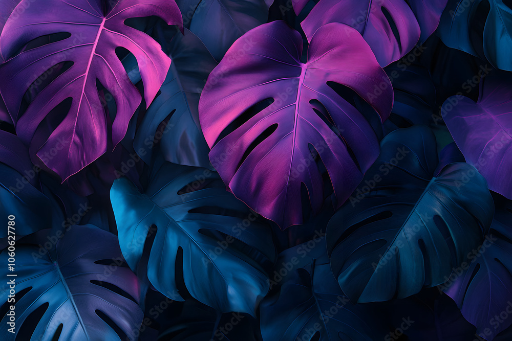 Stunning tropical leaves in rich purples and blues Stunning tropical leaves in rich purples and blues