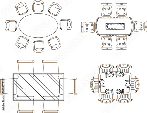 Vector sketch illustration silhouette design drawing interior furniture sofa chair dining room table