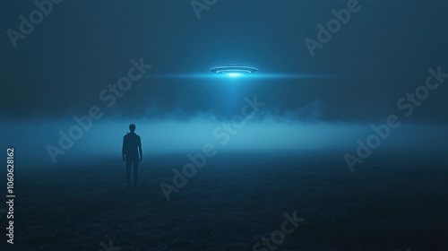 Mysterious Encounter with UFO in Foggy Field at Night