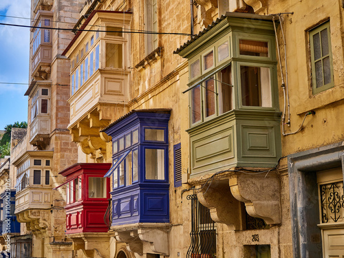 Bilde på lerret Colorful balconies in Valletta, Malta