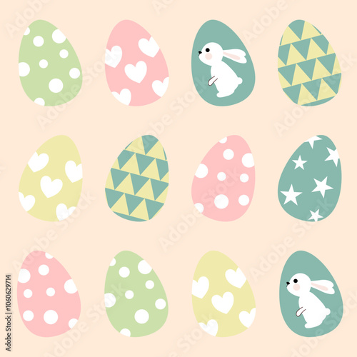 Seamless pattern easter with color easter eggs.