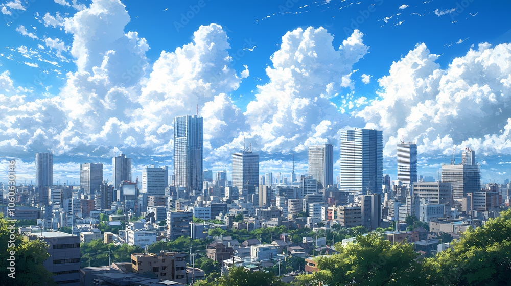 Vibrant Synthwave Cityscape: Neon Anime and Manga Art