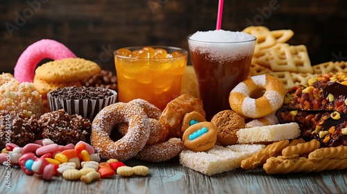 Food products containing a significant amount of sugar .  photo