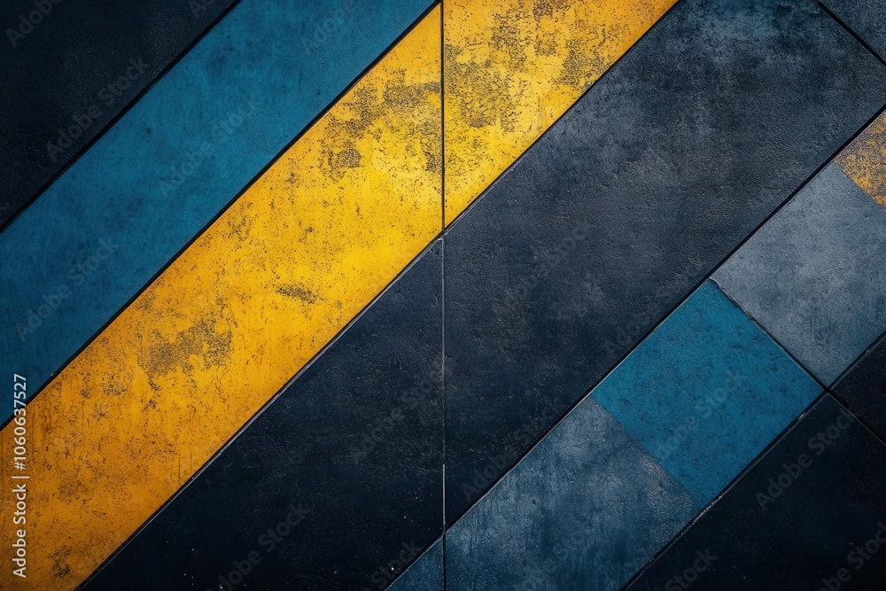 Chic blue and yellow Stripes on a bold black background with modern geometric patterns Chic blue and yellow Stripes on a bold black background with modern geometric patterns