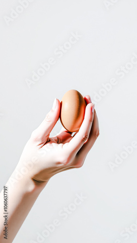 hand holding a brown egg