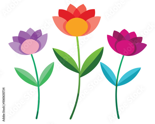 set of flowervector illustration on white background photo