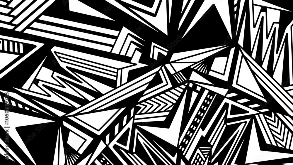Ilustração Vetorial modelo, inconsútil, vector, design, papel de parede, textura, ilustração, geométricas, arte, estrela, condecoração, base, reta, faísca, seta, papel, noir, forma, 3d, ornamento, alf