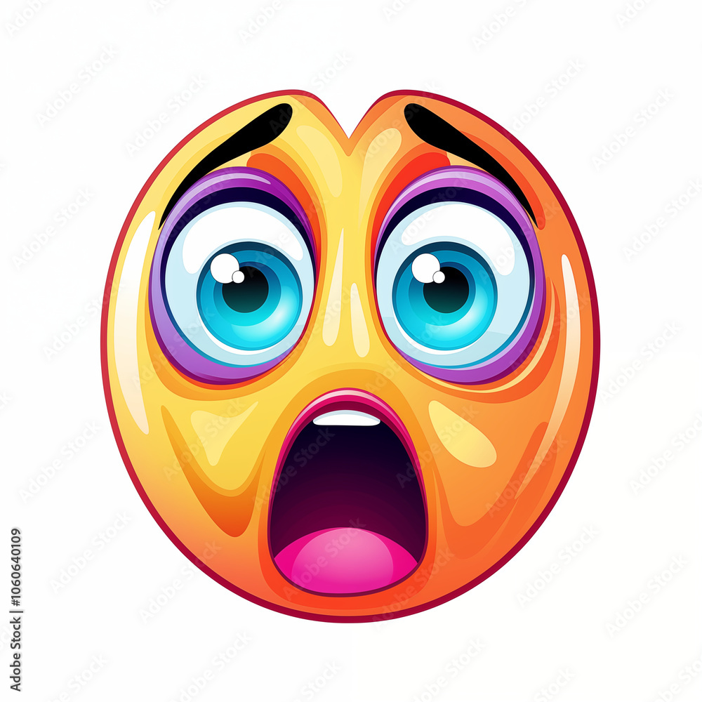 A shocked cartoon face expressing surprise and fear with wide eyes and an open mouth A shocked cartoon face expressing surprise and fear with wide eyes and an open mouth