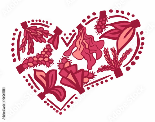 Ilustração Vetorial coração, amor, vector, flor, modelo, floral, condecoração, design, ilustração, valentine, ornamento, arte, papel de parede, carta de baralho, forma, primavera, natureza, desenho, d