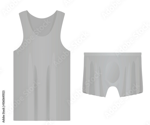 Grey  sleeveless t shirt and panties. vector illustration